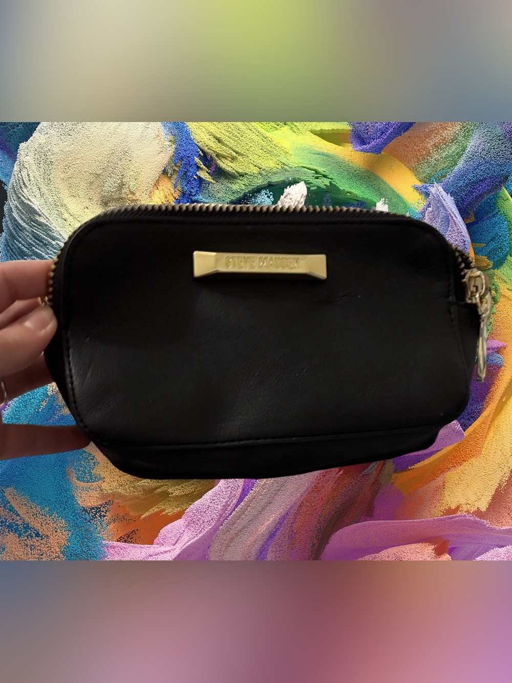 Steve Madden Black Leather Wristlet